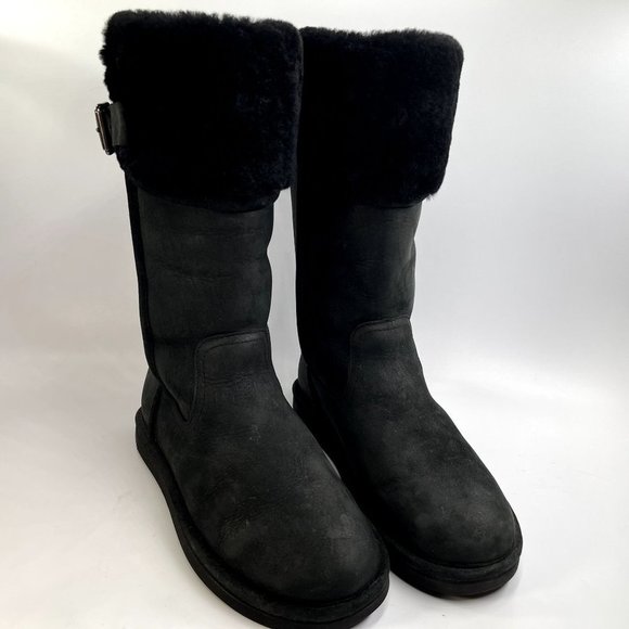 UGG AUSTRALIA WILOWE BLACK LEATHER BIKER BOOTS  Size US 7 EUR 38 - Picture 7 of 13